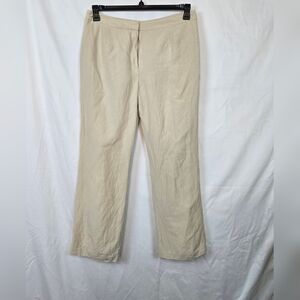 Kasper Women's Ivory Kate Classic Fit Linen Career Straight Leg Lined‎ Pants 12